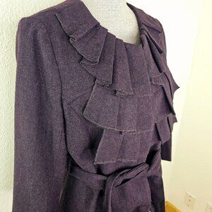 Loft Purple Wool Blend Coat with Waist Tie